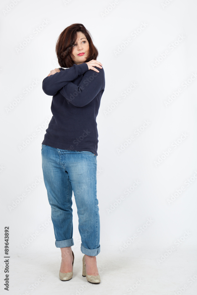 Beautiful woman doing different expressions in different sets of clothes: posing Beautiful woman doing different expressions in different sets of clothes: posing