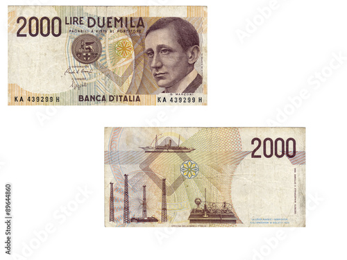 banconota da 2000 lire della Banca d'Italia