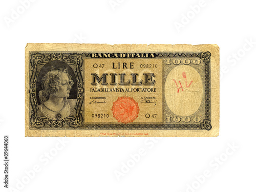 Quadro su tela Banconota da Mille lire del 1943