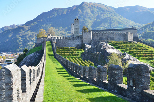Ancient fortifications in Bellinzona, Switzerland photo