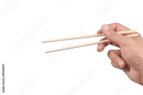 hand with chopsticks, isolated