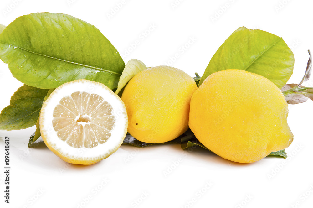 limoni con foglie-juicy lemons with yellow leaves