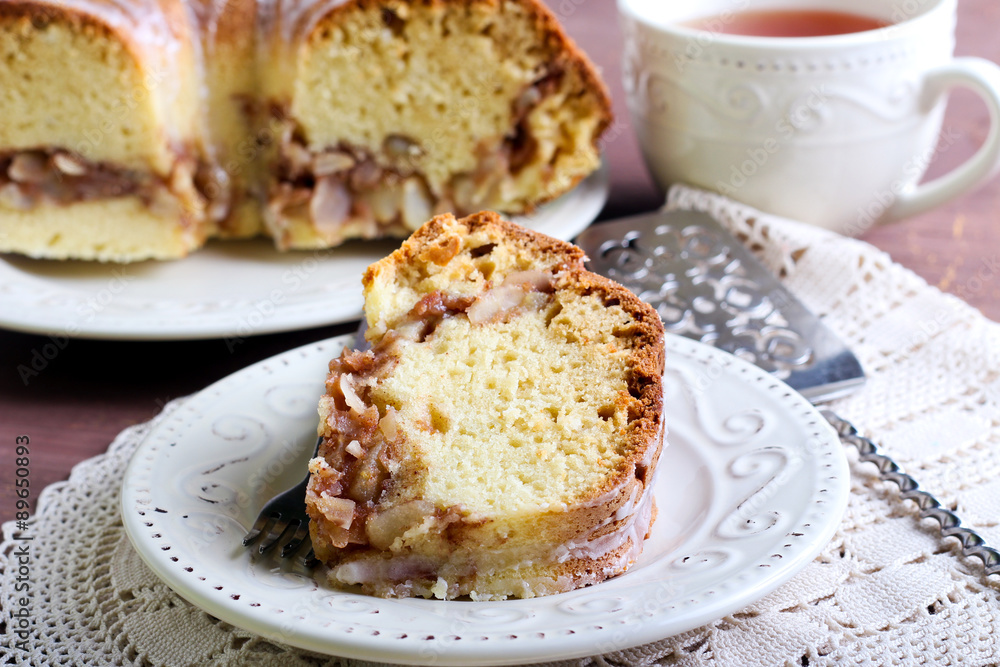Pear and almond filled bundt cake