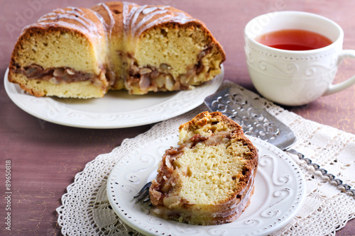 Pear and almond filled bundt cake