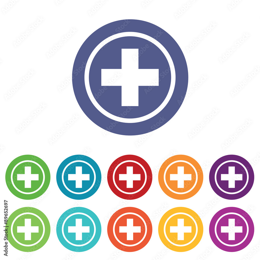 Medical emblem icons colored set Medical emblem icons colored set