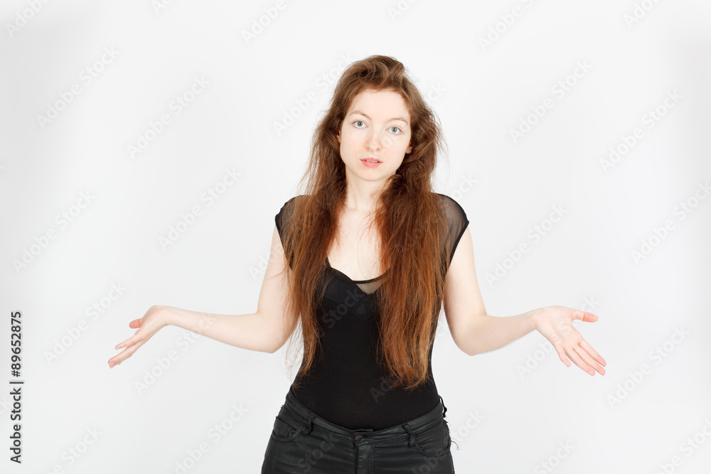 Beautiful businesswoman doing different expressions in different sets of clothes: posing Beautiful businesswoman doing different expressions in different sets of clothes: posing
