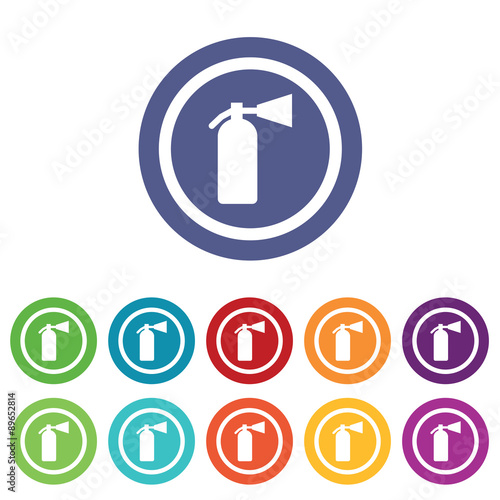 Fire extinguisher signs colored set