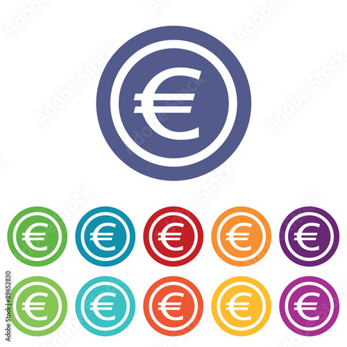 Euro signs colored set