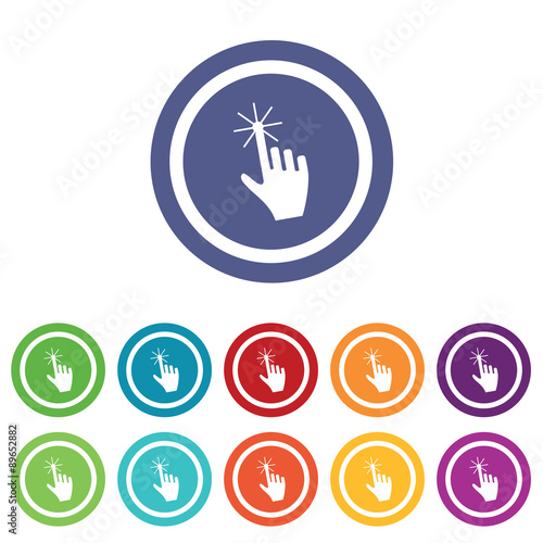 Hand cursor signs colored set