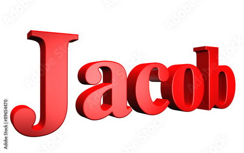3D Jacop text on white background photo