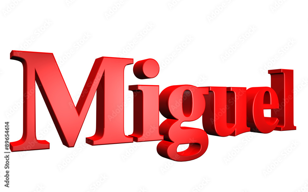 3D Miguel text on white background