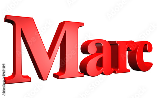 3D Marc text on white background photo