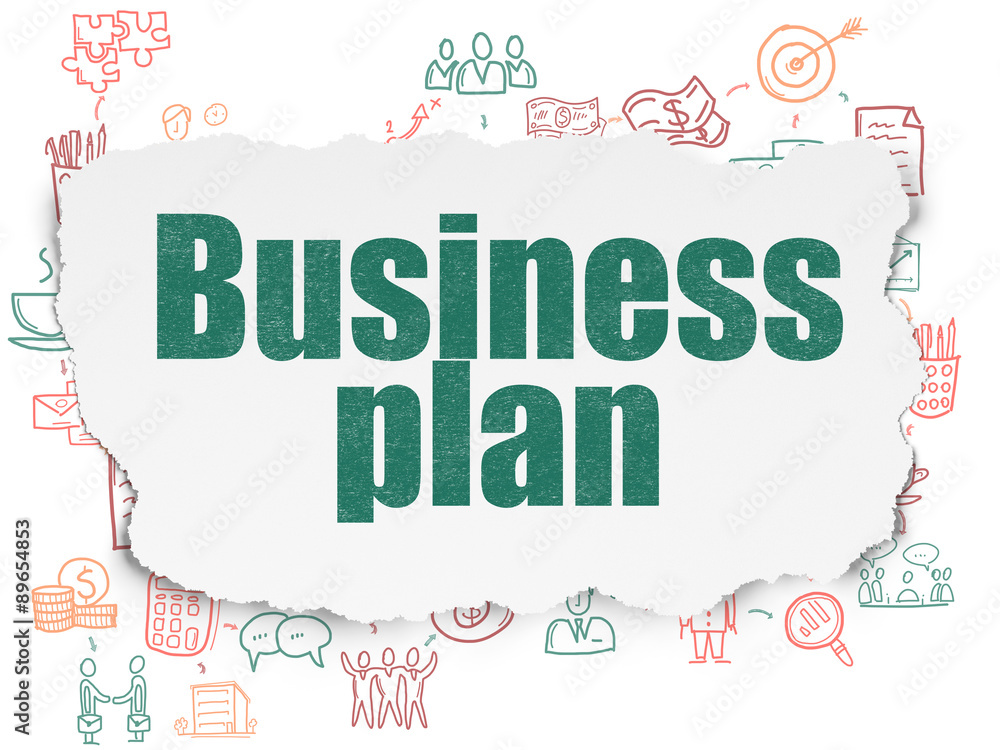 Business concept: Business Plan on Torn Paper background