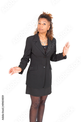 Beautiful black businnesswoman doing different expressions in different sets of clothes photo