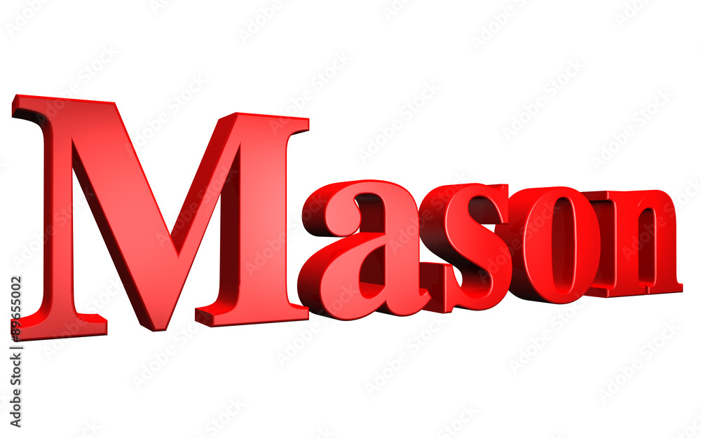 3D Mason text on white background