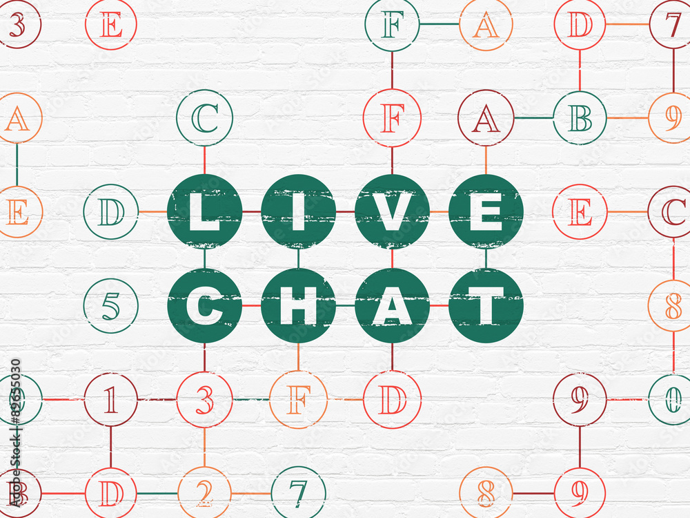 Web development concept: Live Chat on wall background Web development concept: Live Chat on wall background