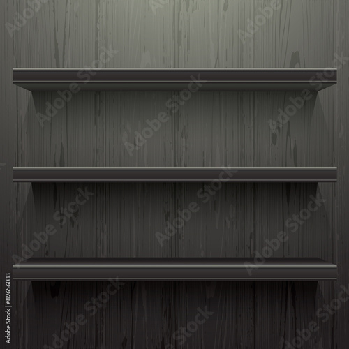 Dark wood background shelves