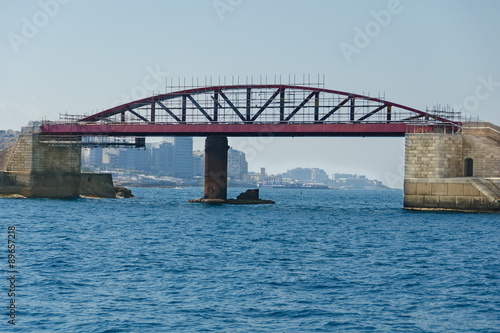 Bridge on the sea in repair