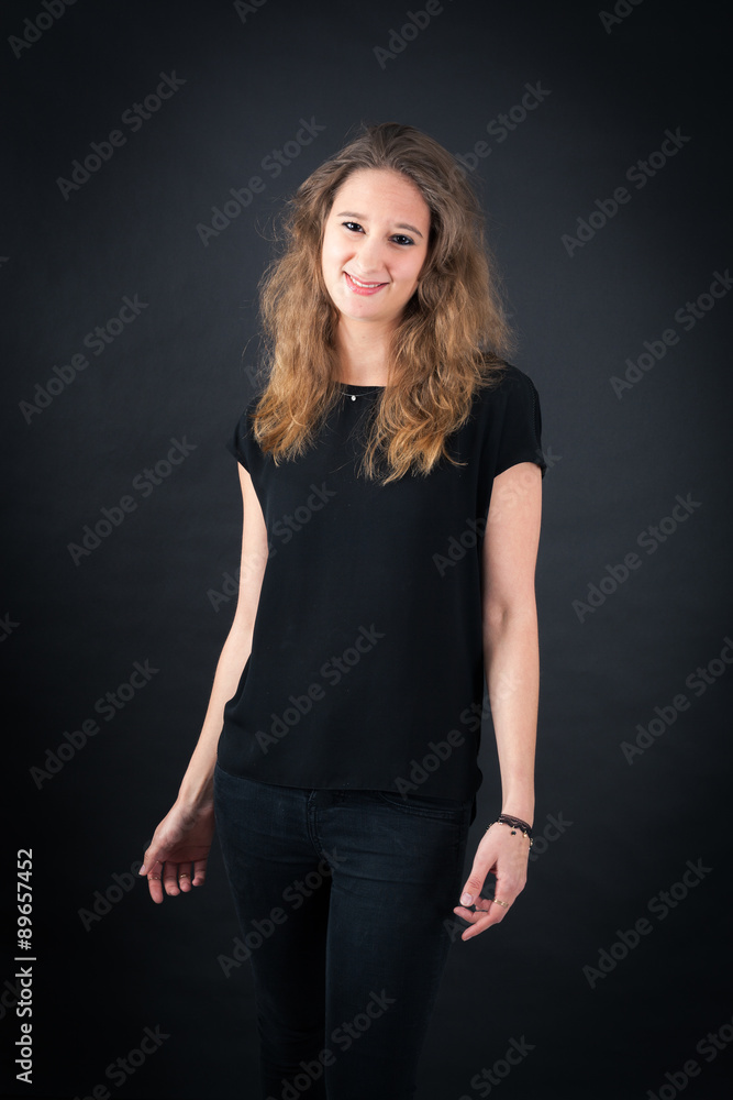 Beautiful woman doing different expressions in different sets of clothes: surprise Beautiful woman doing different expressions in different sets of clothes: surprise