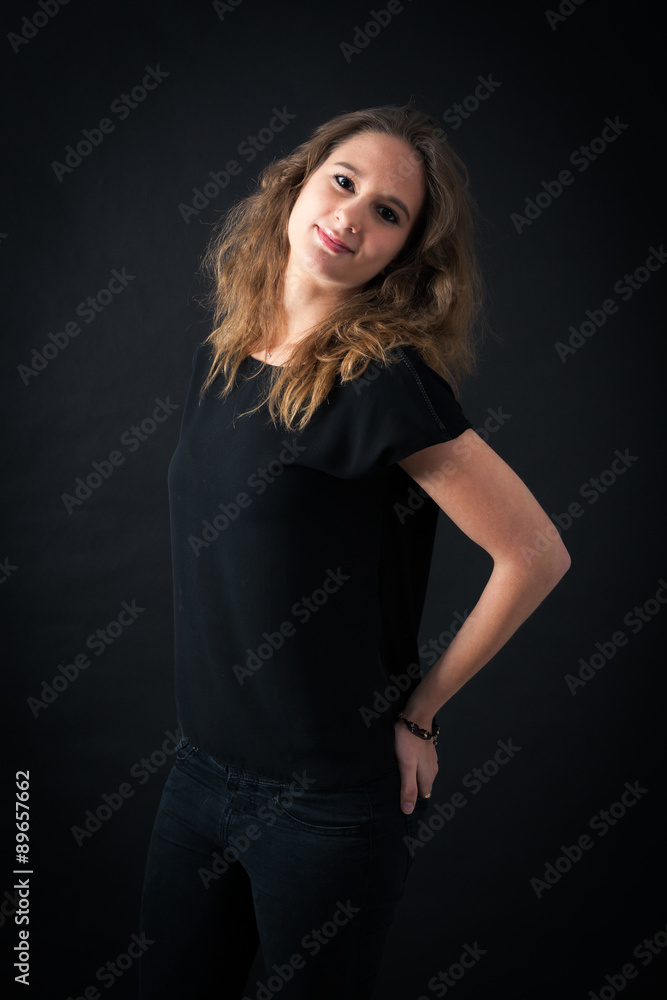 Beautiful woman doing different expressions in different sets of clothes: posing Beautiful woman doing different expressions in different sets of clothes: posing