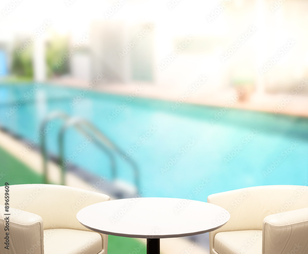Wood Table Top Background And Pool Wood Table Top Background And Pool