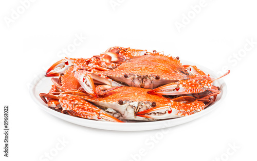 crab steamed seafood isolated on white background