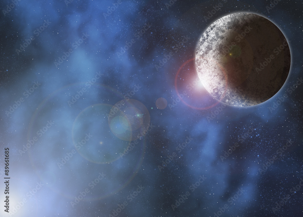 Obraz premium Planet in cloudy space