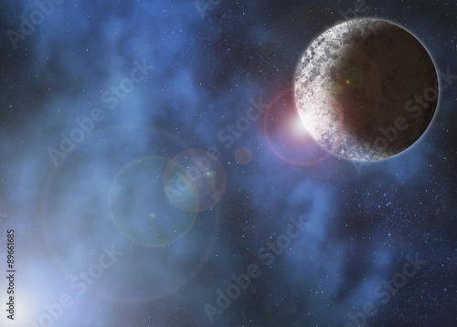 Fototapeta Naklejka Na Ścianę i Meble -  Planet in cloudy space