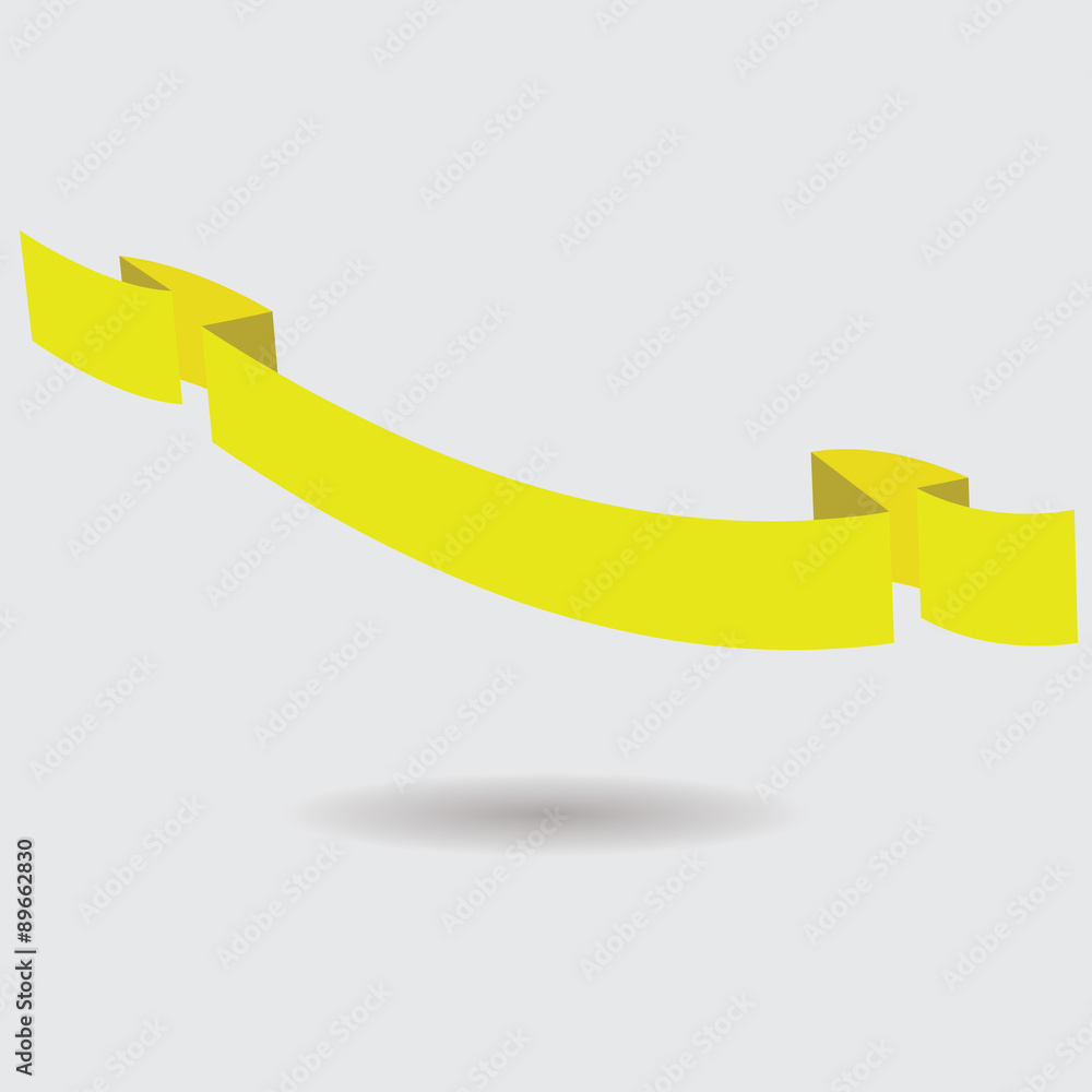 Yellow realistic detailed curved paper sale banner. Ribbon. Vector illustration Yellow realistic detailed curved paper sale banner. Ribbon. Vector illustration