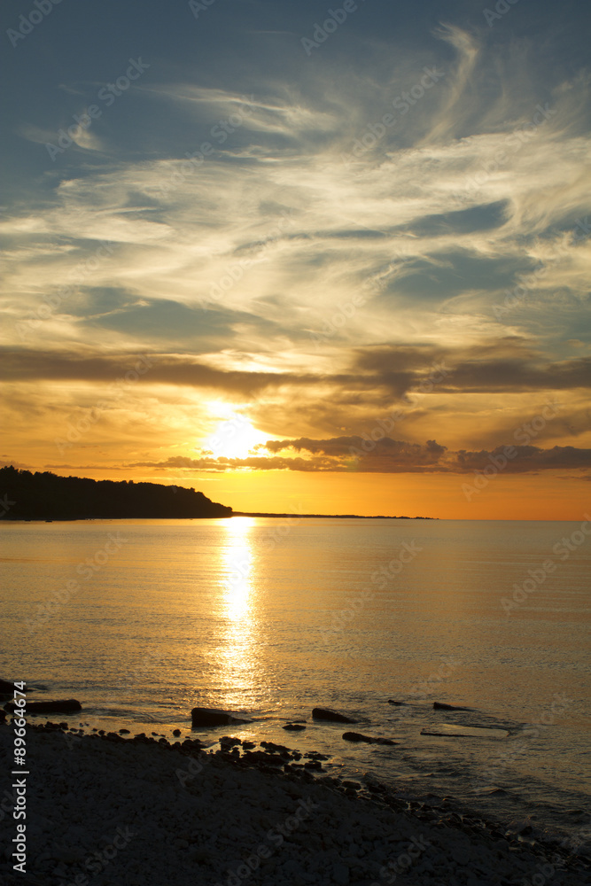 sunset on the sea.