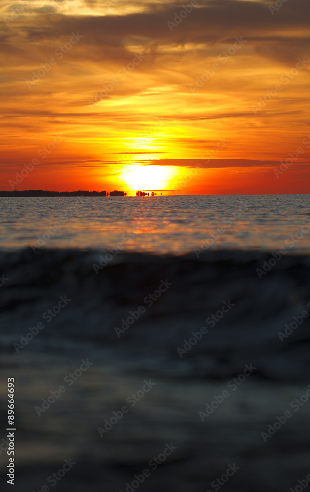 sunset on the sea.