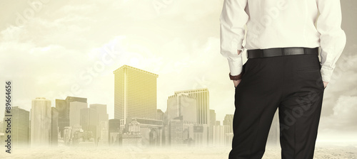 Businessman with city view