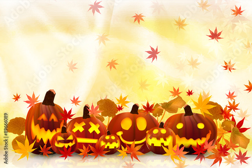 ハロウィン　かぼちゃ　もみじ