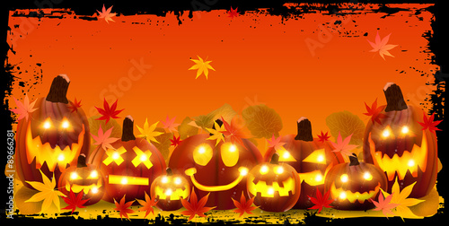 ハロウィン　かぼちゃ　もみじ