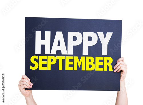 Happy September card isolated on white
