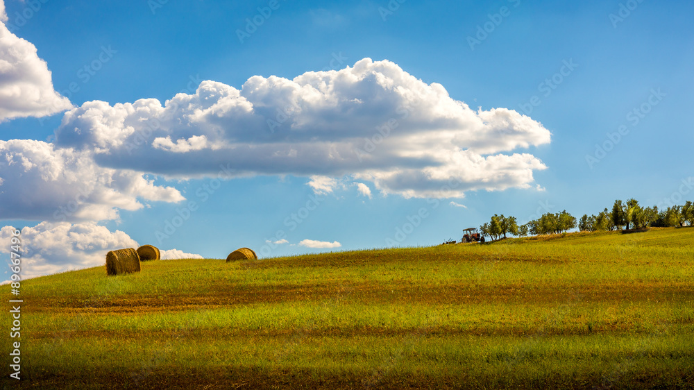 Haystacks on a hill