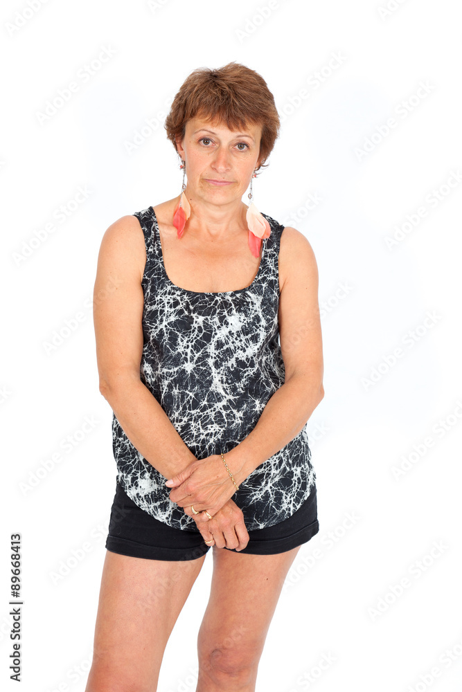 Beautiful woman doing different expressions in different sets of clothes: bored Beautiful woman doing different expressions in different sets of clothes: bored