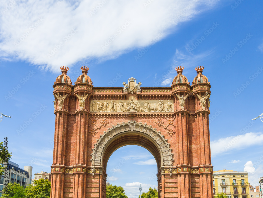 Triumph Arch of Barcelona in a summer day in Barcelona, Spain
