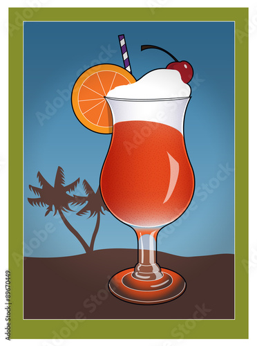 Tropical Drink / A glass filled with a fruity drink