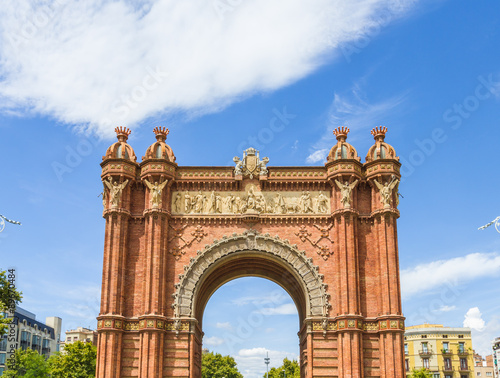 Triumph Arch of Barcelona in a summer day in Barcelona, Spain 