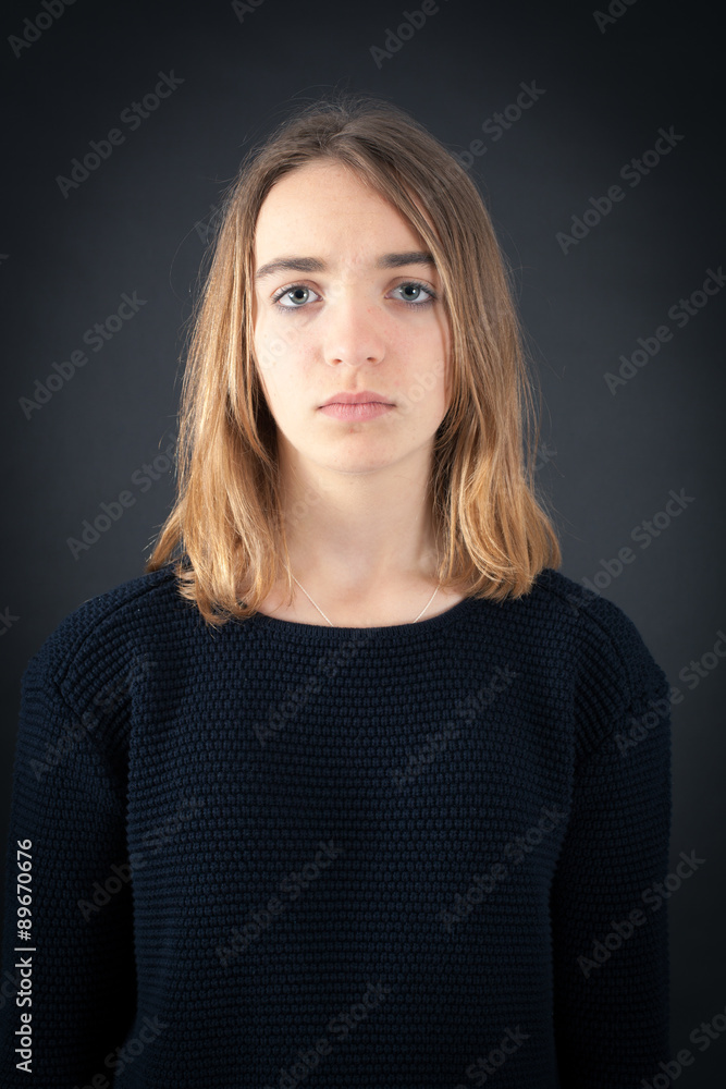 Beautiful woman doing different expressions in different sets of clothes: angry Beautiful woman doing different expressions in different sets of clothes: angry