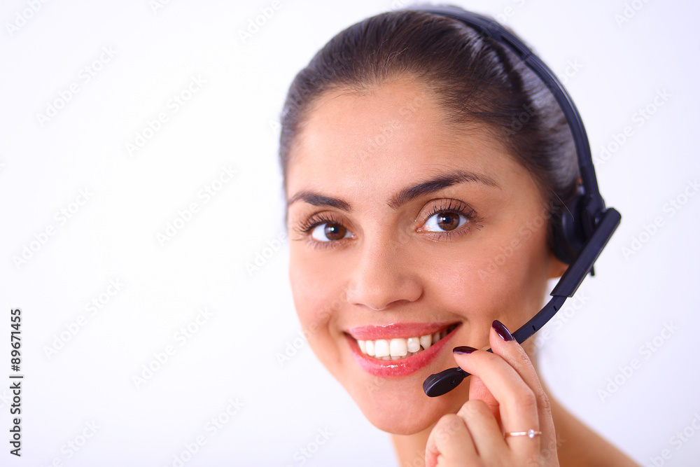Close-up portrait of a customer service agent sitting at office Close-up portrait of a customer service agent sitting at office