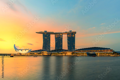Photography Beautiful sunrise in Marina bay at Singapore