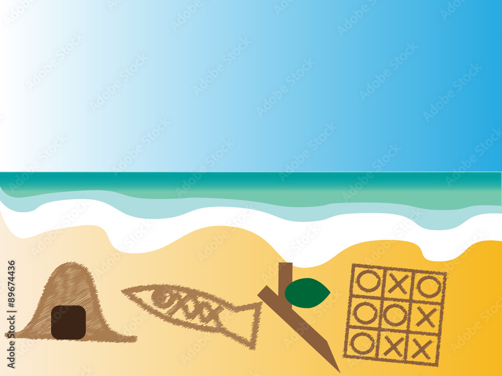 綺麗な海とこどもの砂絵 Stock Illustration Adobe Stock