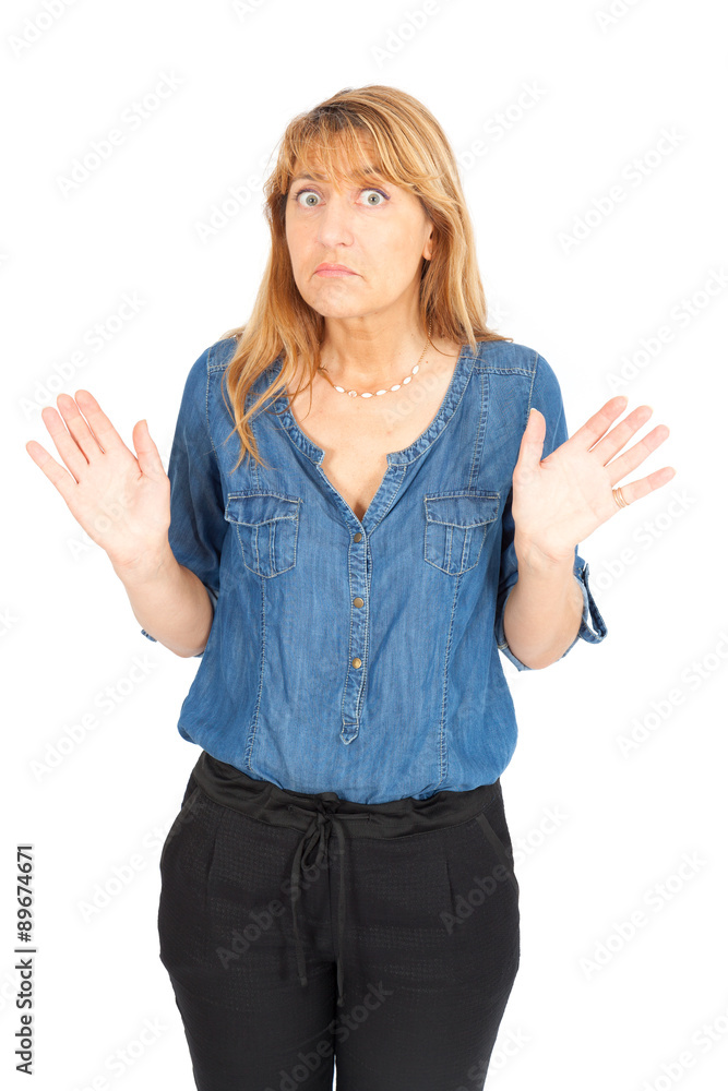 Beautiful businesswoman doing different expressions in different sets of clothes: innocent Beautiful businesswoman doing different expressions in different sets of clothes: innocent