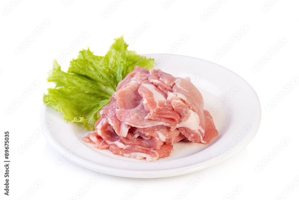 raw pork meat isolated on white
