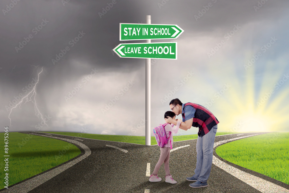 Man kiss his child on the road Man kiss his child on the road