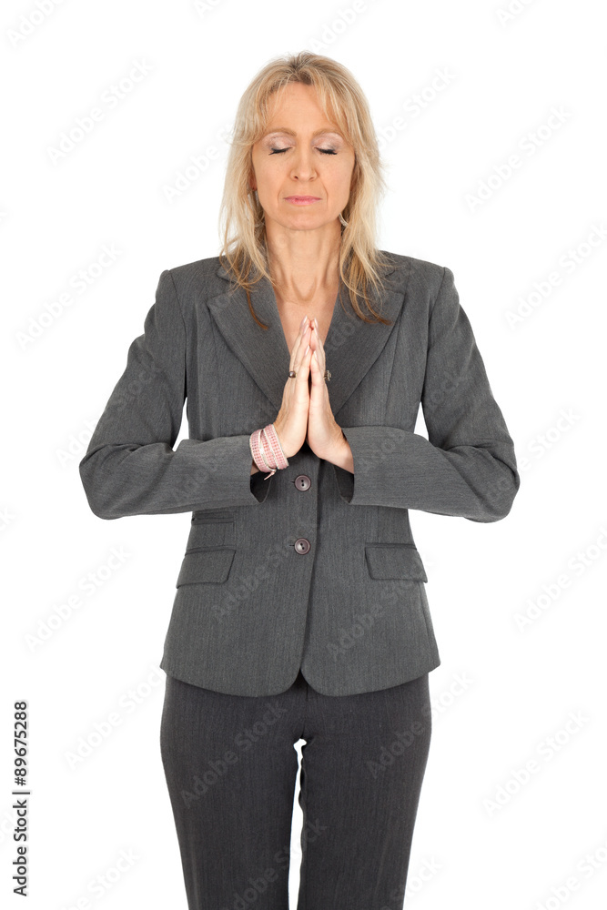 Beautiful woman doing different expressions in different sets of clothes: praying Beautiful woman doing different expressions in different sets of clothes: praying