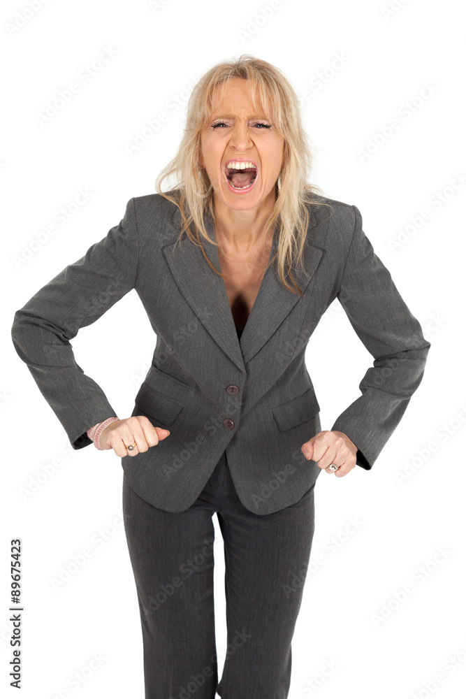 Beautiful woman doing different expressions in different sets of clothes: angry Beautiful woman doing different expressions in different sets of clothes: angry