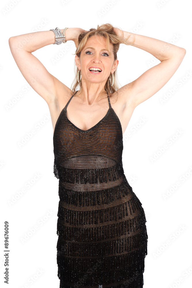 Beautiful woman doing different expressions in different sets of clothes: waking up Beautiful woman doing different expressions in different sets of clothes: waking up